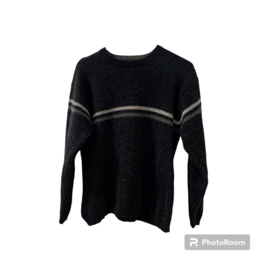 Structure Urban Wear Mens Charcoal Gray 100% Lambswool Knit Sweater Actual Sz M